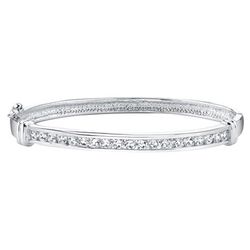 Forever Graceful Channel Set Cubic Zirconia Bangle in Sterling Silver