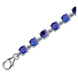Eternally Magnificent Round Blue Sapphire Bracelet in Sterling Silver