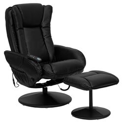 Leather Heated Reclining Massage Chair & Ottoman in Black III