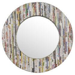 Magazine Round Mirror in Silver Thread
