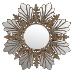 Elegant Flower Shaped Mirror Décor in Faded Gold