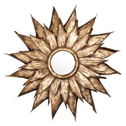 Metal Sunflower Wall Mirror in Bronze