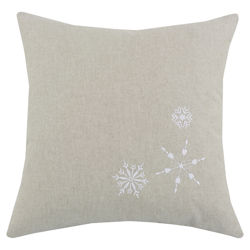 Linen Embroidered Snowflake Pillow in Off-White