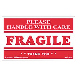 Fragile Handle with Care Self-Adhesive Shipping Labels (Set of 500)
