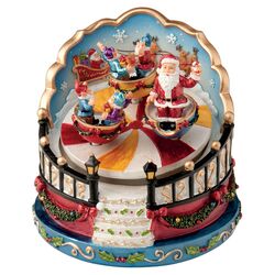 Santa & Elves in Twirling Cups Revolving Musical Figurine