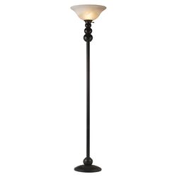 Floor Lamp with Marble Shade in Dark Bronze