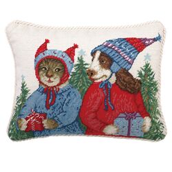 Good Will to All Needlepoint Pillow in White