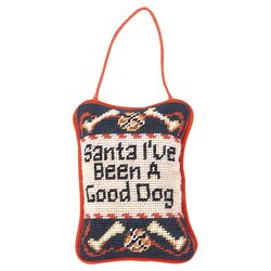 Santa I've Been a Good Dog Door Hanger in Blue