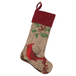 Cardinal Burlap Stocking in Red & Beige Cardinal Burlap Stocking in Red & Beige