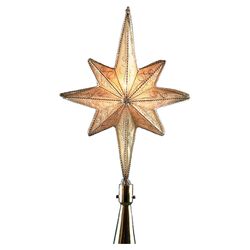 Lighted Metal Star Tree Topper in Gold