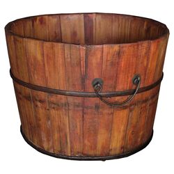 Vintage Wooden Bucket in Natural