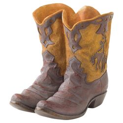 Pair of Cowboy Boots Planter in Brown