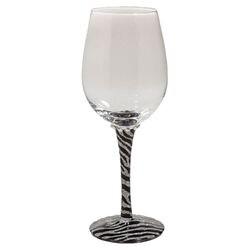 Zebra Handpainted Frosted Wine Glass