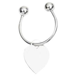 Heart on Dual Ball Key Ring in Sterling Silver