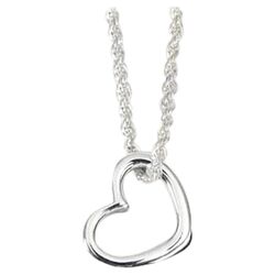 Large Open Heart Necklace in Sterling Silver