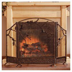 Pinecone Cast Iron Fireplace Screen in Antique Bronze