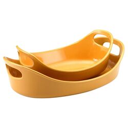 Rachael Ray Bubble & Brown 2 Piece Baker Set in Yellow