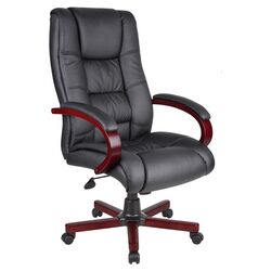 High Back Executive Office Chair in Black Caressoft with Arms