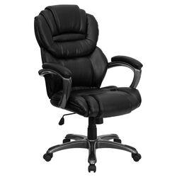High Back Executive Office Chair II in Black Leather with Arms
