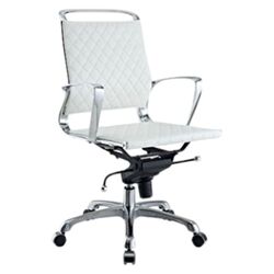 Mid Back Vibe Office Chair in White with Arms
