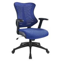 High Back Clutch Office Chair in Blue Mesh with Arms