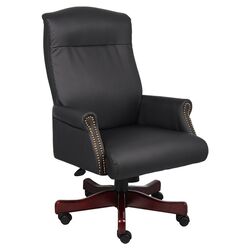 High Back Traditional Office Chair in Black with Arms