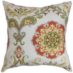 Orana Cotton Pillow in Rose Green