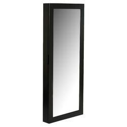 Wall Mount Mirrored Jewelry Armoire in Black