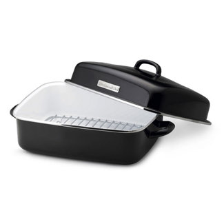 KitchenAid Covered Roaster with Flat Rack in Black