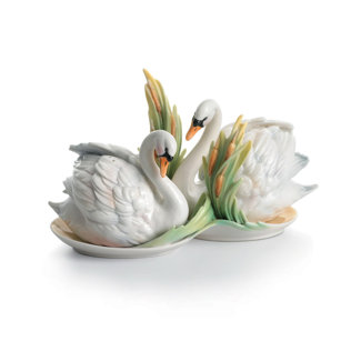 Franz Collection Swan Lake Swan Porcelain Salt & Pepper Shaker Set