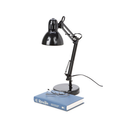 Catalina Lighting Desk Lamp with Adjustable Arm and Shade in Black