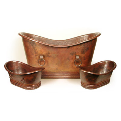 D'Vontz Isabella Small Copper Bath Tub with Rings