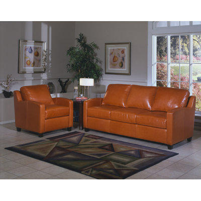 Omnia Furniture Chelsea Deco Leather Sleeper Sofa