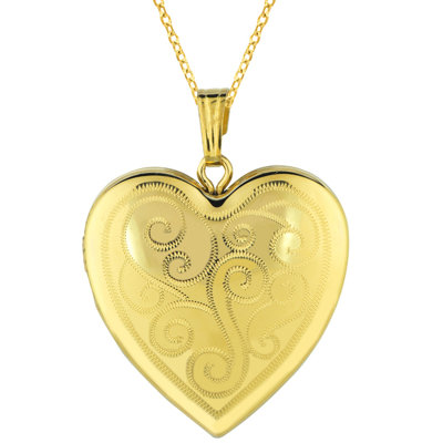 Heart Shaped Locket Necklace in Gold