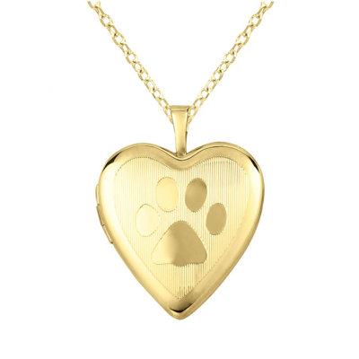 Paw-Print Heart Locket Necklace