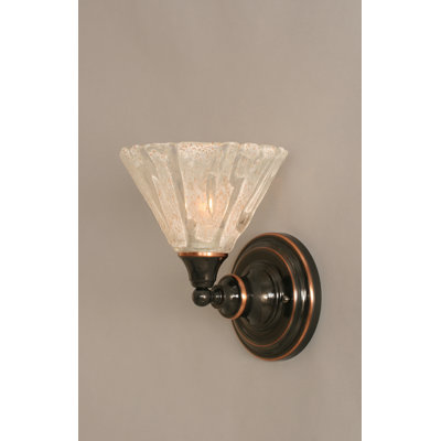 One Light Wall Sconce with Italian Ice Glass in Black Copper