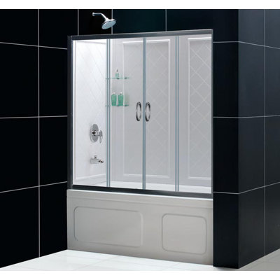 Dreamline Visions Sliding Door Shower Set with 30" x 60" Amazon Base and Right Drain