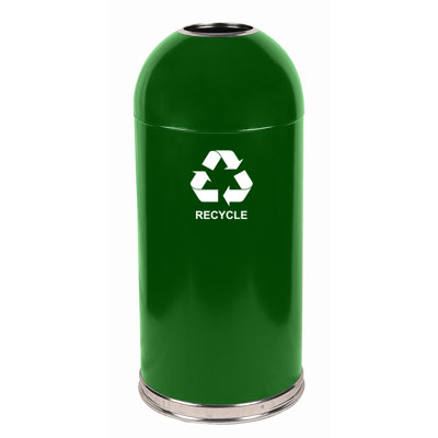 Witt Metal Series 15 Gallon Open Dometop Recycling Container with Galvanized Liner and Recycle Logo