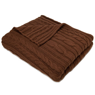 In2Green Organic Cotton Fisherman Cable Blanket in Cocoa