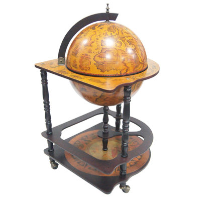 Merske LLC Italian Style 16.5" Corner Floor Globe Bar in Old World