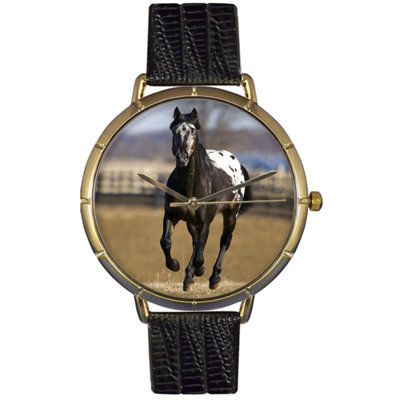 Unisex Appaloosa Horse Photo Watch with Black Leather