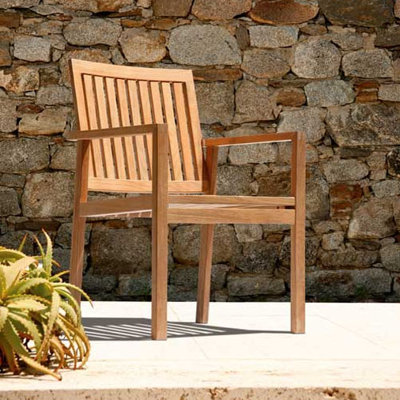 Barlow Tyrie Teak Dining Arm Chair with Cushion