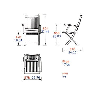 Barlow Tyrie Teak Ascot Carver Dining Arm Chair with Cushion