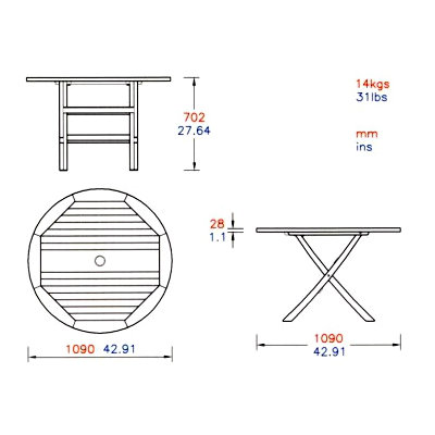 Barlow Tyrie Teak Ascot 3 Piece Dining Set