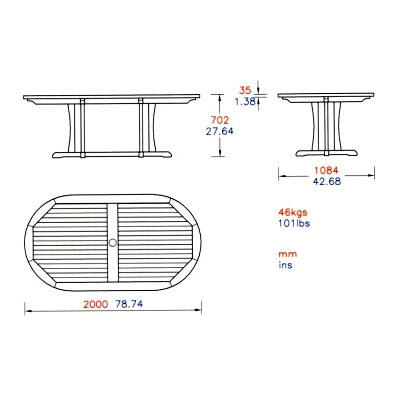 Barlow Tyrie Teak Stirling Oval Dining Table