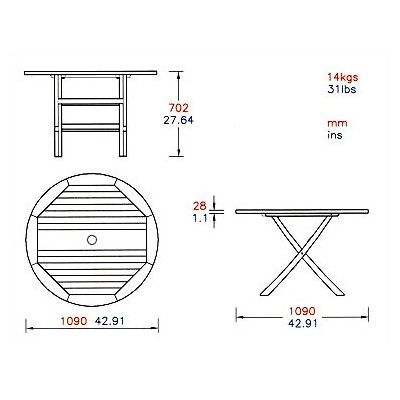 Barlow Tyrie Teak Ascot 3 Piece Dining Set
