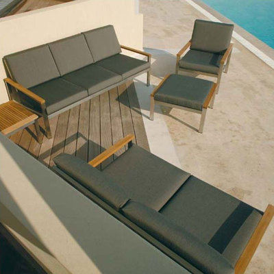Barlow Tyrie Teak Equinox Deep Seating Sofa with Cushions