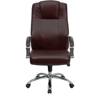Flash Furniture High-Back Leather Office Chair with Inlay Chrome Arms