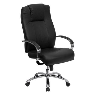 Flash Furniture High-Back Leather Office Chair with Inlay Chrome Arms
