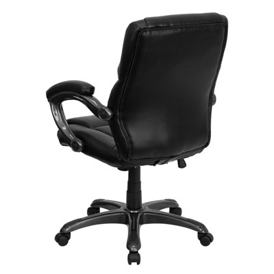 Flash Furniture Leather Executive Chair with Gun Metal Base and Thick Padded Arms